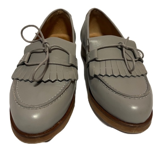 Dune London Gray Leather Fringe Loafers - Picture 3 of 4